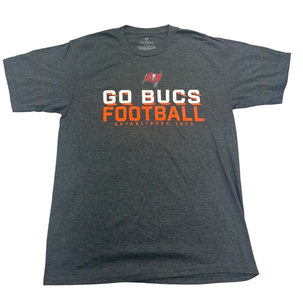 Tampa Bay Buccaneers Shirt Mens Medium Gray NFL Football Go Bucs Fanatics 1976